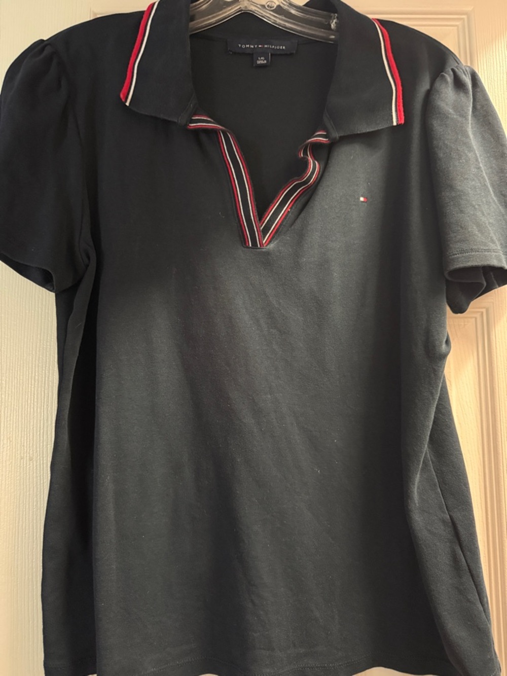 Tommy Hilfiger Navy Polo with Red and White Trim